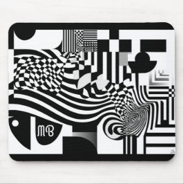 Moderne Abstracte Geometrische Zwart-Wit Patroon Muismat