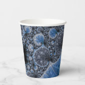 Moderne Abstracte Geometrische Zwarte Blauwe Fract Papieren Bekers (Achterkant)