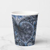 Moderne Abstracte Geometrische Zwarte Blauwe Fract Papieren Bekers (Voorkant)