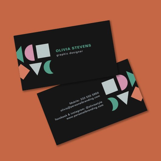 Moderne abstracte geometrische zwarte chic visitekaartje