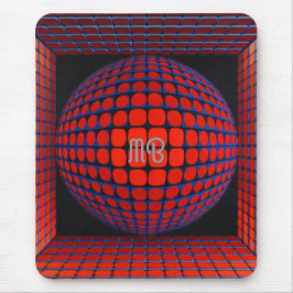 Moderne Abstracte Geometrische Zwarte Rode Blauwe  Muismat