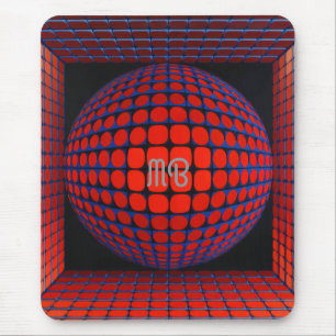Moderne Abstracte Geometrische Zwarte Rode Blauwe Muismat