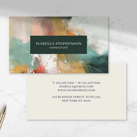Moderne Abstracte Geschilderde Professional Visitekaartje