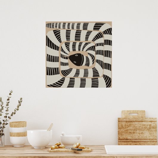 Moderne Abstracte gestreepte gebandeerde slang | S Poster (Keuken)