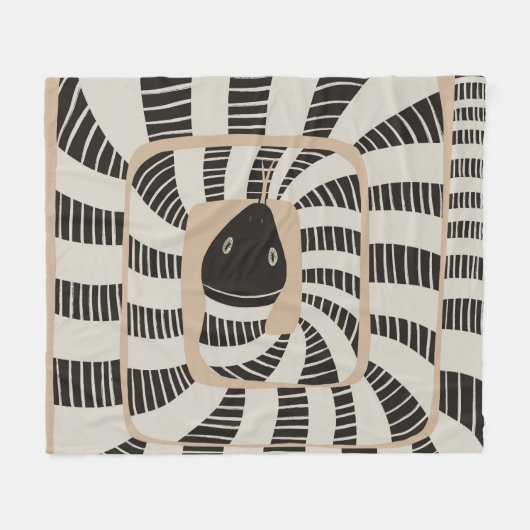 Moderne Abstracte Gestreepte Snake Neutrale Kleure Fleece Deken (Voorkant (Horizontaal))