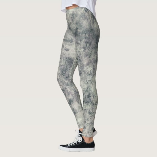 Moderne Abstracte getextureerde grijze lavender Sa Leggings (Links)