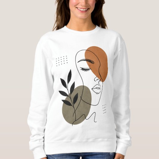 Moderne Abstracte Gezicht Lijn Kunst Zweetshirt Trui (Voorkant)