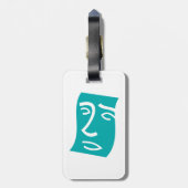 Moderne Abstracte Gezicht Lijnkunst Teal Bagagelabel (Achterkant verticaal)