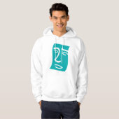 Moderne Abstracte Gezicht Lijnkunst Teal Hoodie (Voorkant volledig)