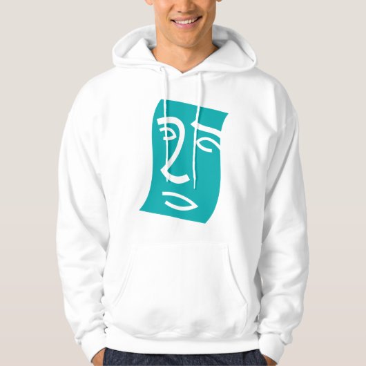 Moderne Abstracte Gezicht Lijnkunst Teal Hoodie (Voorkant)