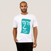 Moderne Abstracte Gezicht Lijnkunst Teal T-shirt (Voorkant volledig)