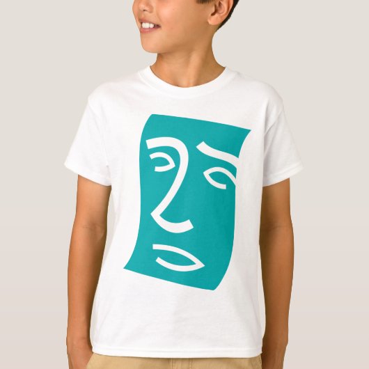 Moderne Abstracte Gezicht Lijnkunst Teal T-shirt (Voorkant)
