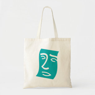 Moderne Abstracte Gezicht Lijnkunst Teal Tote Bag