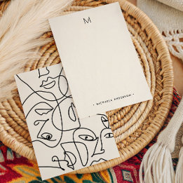 Moderne Abstracte Gezicht Monogram & Naam Briefpap Notitiekaartje