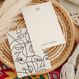 Moderne Abstracte Gezicht Monogram & Naam Briefpap Notitiekaartje