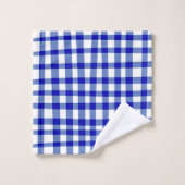 Moderne Abstracte Gingham Plaid in Bold Blue White Bad Handdoek (Wasdoekje)