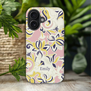 Moderne Abstracte Girley Floral gepersonaliseerde iPhone 16 Hoesje