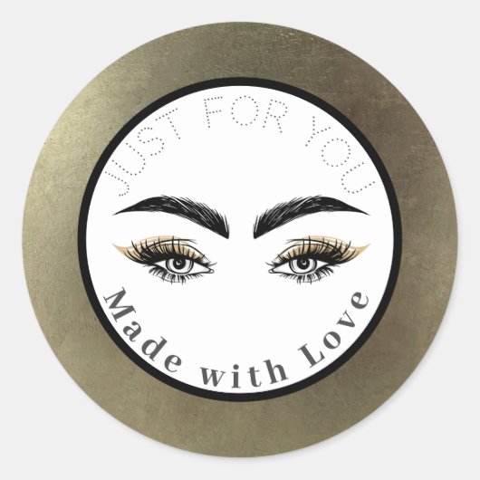 Moderne Abstracte Glam Gold Make-up Eyes Ronde Sticker (Voorkant)