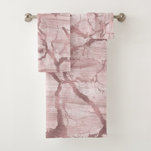Moderne Abstracte Glam Marble Roos Roze Bad Handdoek (Insitu)