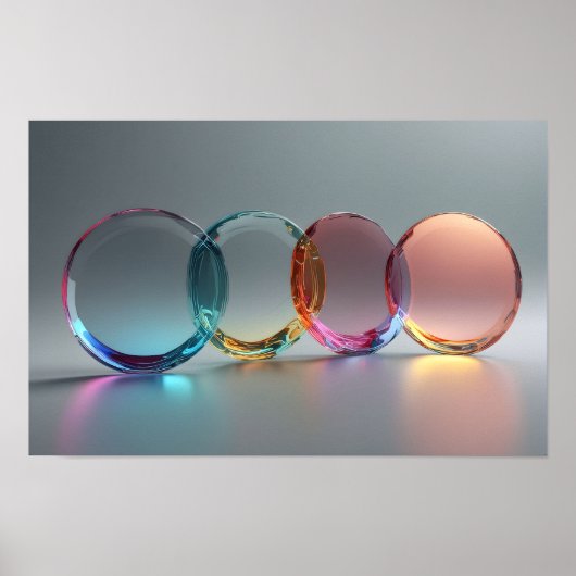 Moderne Abstracte glaskunst pastel en grijs Poster (Voorkant)