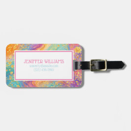 Moderne Abstracte Glitter Bloemrijke Monogram Ontw Bagagelabel
