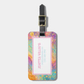 Moderne Abstracte Glitter Bloemrijke Monogram Ontw Bagagelabel (Voorkant verticaal)