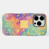 Moderne Abstracte Glitter Bloemrijke Monogram Ontw Case-Mate iPhone Case (Achterkant (horizontaal))