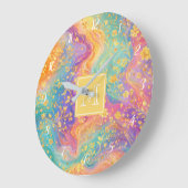 Moderne Abstracte Glitter Bloemrijke Monogram Ontw Grote Klok (Hoek)