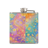 Moderne Abstracte Glitter Bloemrijke Monogram Ontw Heupfles (Achterkant)