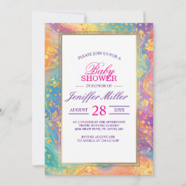 Moderne Abstracte Glitter Bloemrijke Monogram Ontw Kaart