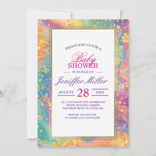 Moderne Abstracte Glitter Bloemrijke Monogram Ontw Kaart (Voorkant)