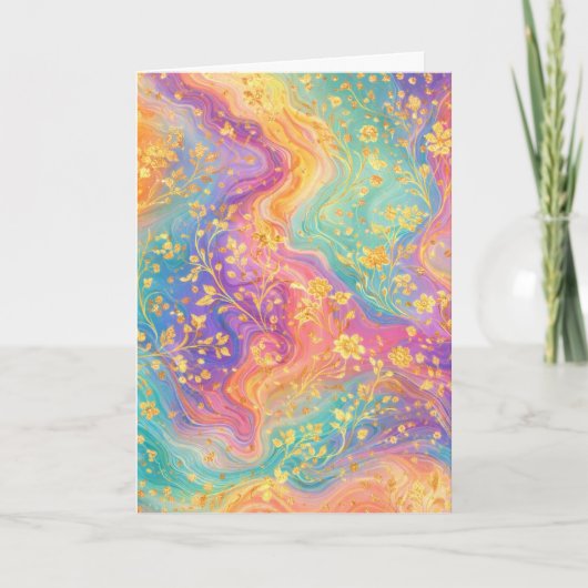 Moderne Abstracte Glitter Bloemrijke Monogram Ontw Kaart (Voorkant)