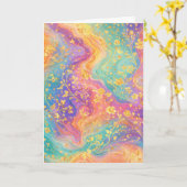 Moderne Abstracte Glitter Bloemrijke Monogram Ontw Kaart (Gele Bloem)