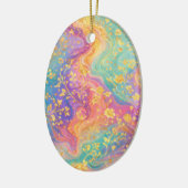 Moderne Abstracte Glitter Bloemrijke Monogram Ontw Keramisch Ornament (Links)