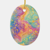 Moderne Abstracte Glitter Bloemrijke Monogram Ontw Keramisch Ornament (Voorkant)