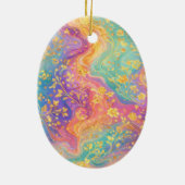 Moderne Abstracte Glitter Bloemrijke Monogram Ontw Keramisch Ornament (Achterkant)