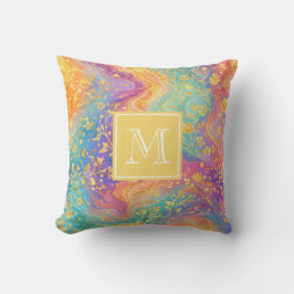 Moderne Abstracte Glitter Bloemrijke Monogram Ontw Kussen