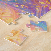 Moderne Abstracte Glitter Bloemrijke Monogram Ontw Legpuzzel (Zijkant)