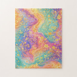 Moderne Abstracte Glitter Bloemrijke Monogram Ontw Legpuzzel