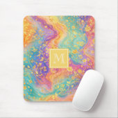 Moderne Abstracte Glitter Bloemrijke Monogram Ontw Muismat (Met muis)