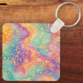 Moderne Abstracte Glitter Bloemrijke Monogram Ontw Sleutelhanger (Achterkant)