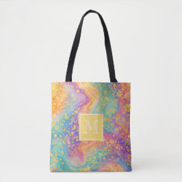 Moderne Abstracte Glitter Bloemrijke Monogram Ontw Tote Bag
