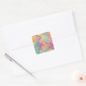 Moderne Abstracte Glitter Bloemrijke Monogram Ontw Vierkante Sticker (Envelop)