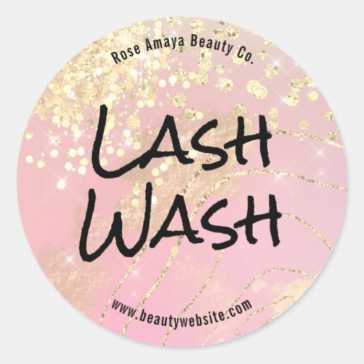 Moderne Abstracte Glitter Gold Lash Wash Ronde Sticker (Voorkant)