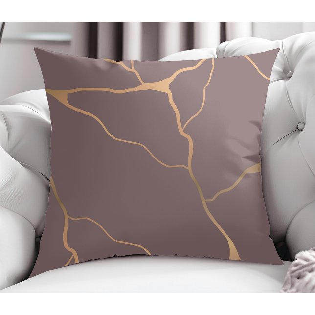 Moderne Abstracte Gold Vein Design Mauve Kussen (Creator heeft geüpload)