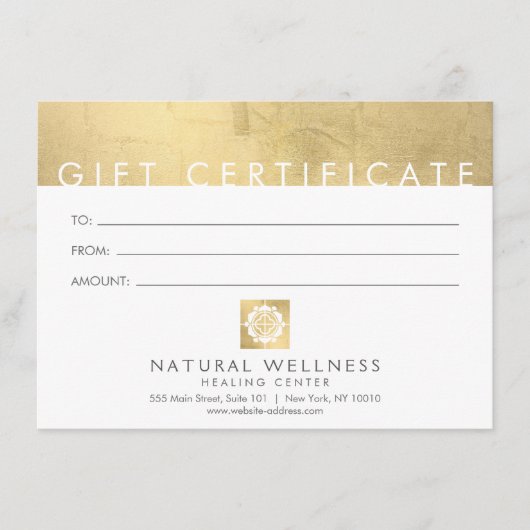 Moderne Abstracte Gold Wellness Cadeaubon (Voorkant)