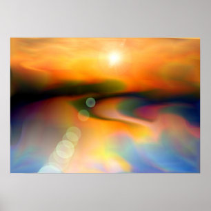 Moderne Abstracte Golden Evening Sky met Flare Poster