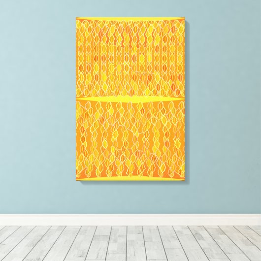 Moderne Abstracte "Golden Rain" - Geel Canvas Afdruk (Insitu (Houten vloer))