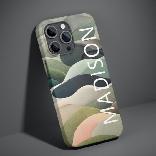 Moderne Abstracte Golfpatroon Persoonlijke Naam Case-Mate iPhone Case