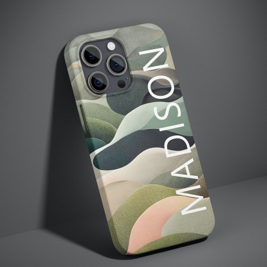 Moderne Abstracte Golfpatroon Persoonlijke Naam Case-Mate iPhone Case